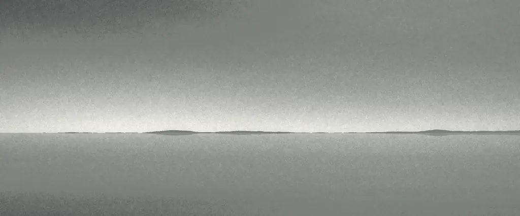 A wide estuary in flat light. A low far shore separates the water from the sky.